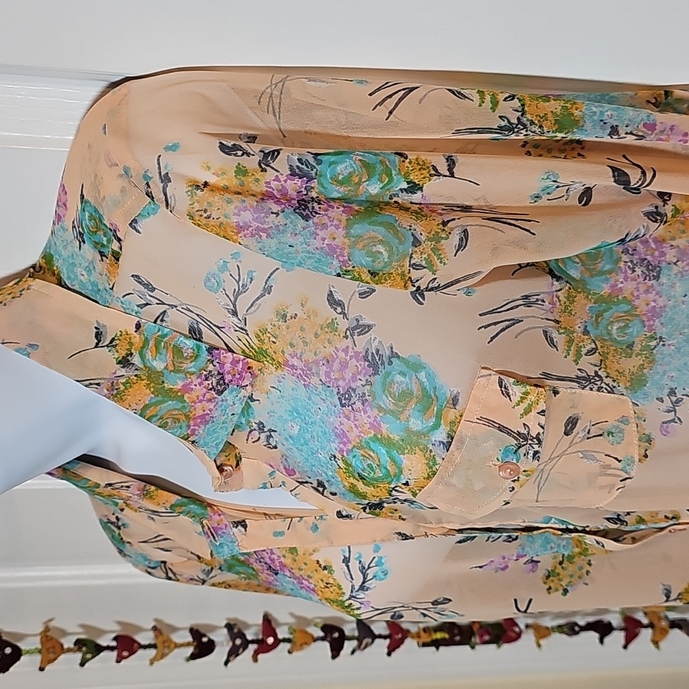 Love, Fire Sheer Multicolor Floral Top - Picture 6 of 12